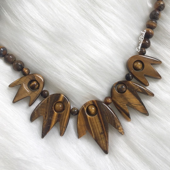 New Smooth Polished Genuine Tigers Eye Gemstone Necklace - Picture 12 of 16